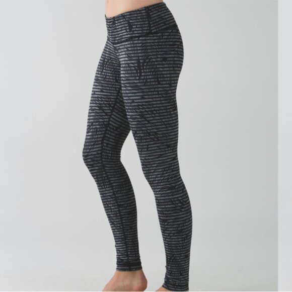 lululemon athletica Pants - Lululemon Wunder Under Leggings Pant *Full-On Luon Stripe Play Slate Black 4